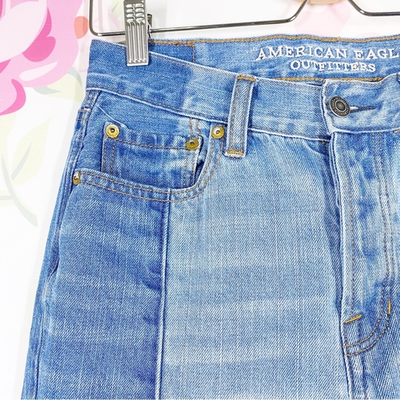 American Eagle Outfitters AEO Vintage High Rise Two Tone Denim Jeans 4 - Picture 3 of 11